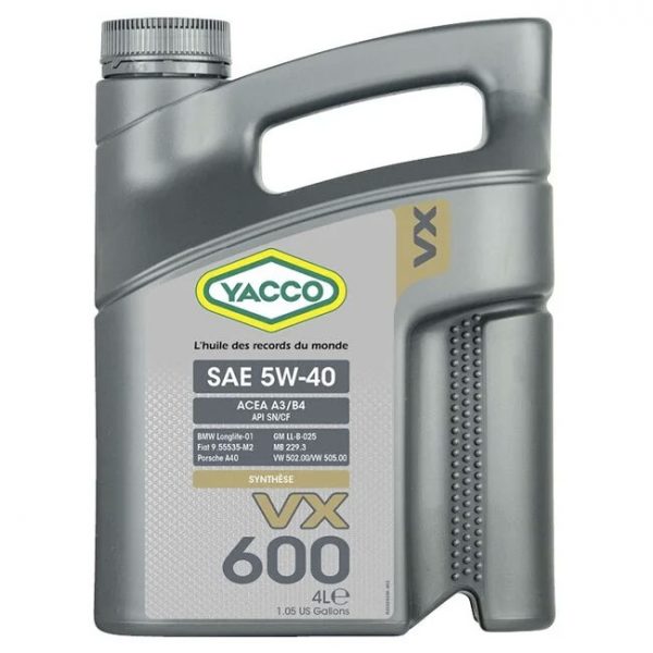 Масло моторное YACCO VX 600 5W40 (4 L)