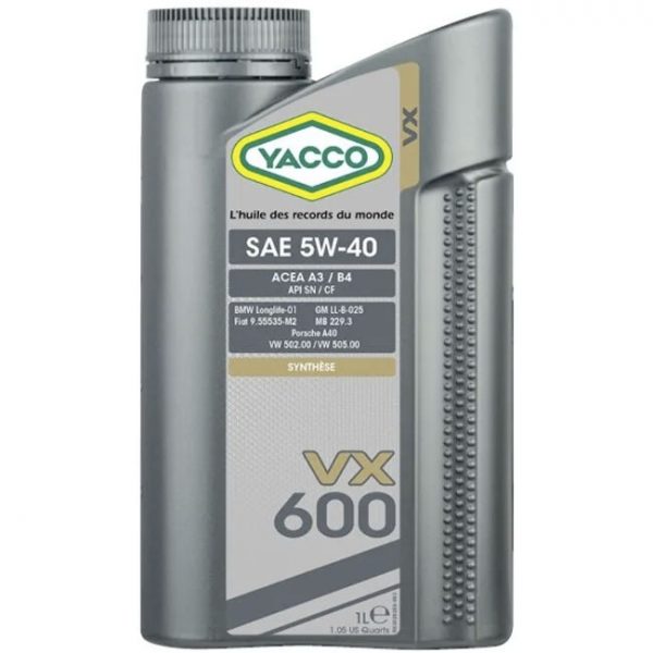 Масло моторное YACCO VX 600 5W40 (1 L)