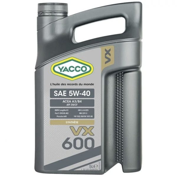 Масло моторное YACCO VX 600 5W40 (5 L)